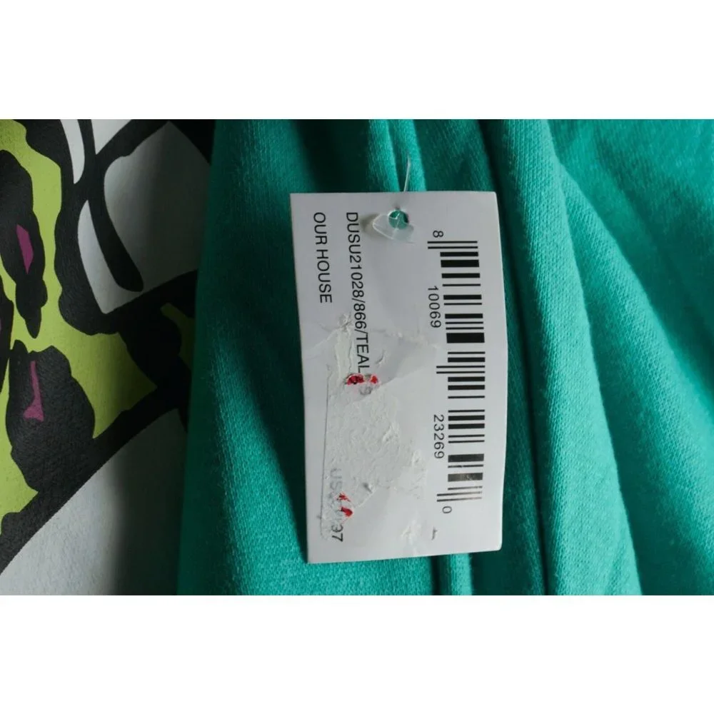 New Designs Untitled Our House Men's Small Teal Fleece‎ Lined Graphic Hoodie